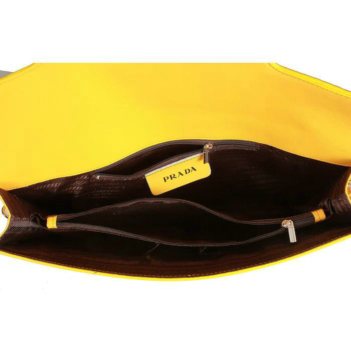 2014 Prada  sheepskin leather shoulder bag T3838 yellow - Click Image to Close